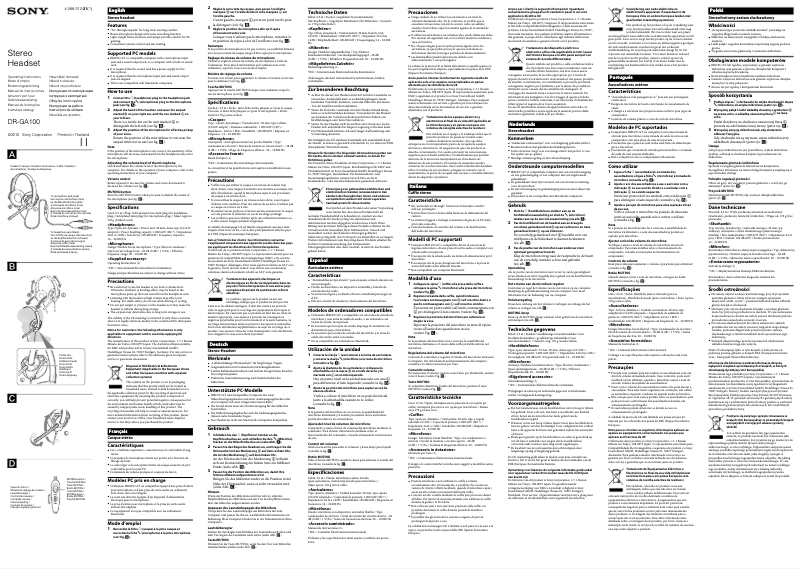 Page 1 de la notice Manuel utilisateur Sony DR-GA100