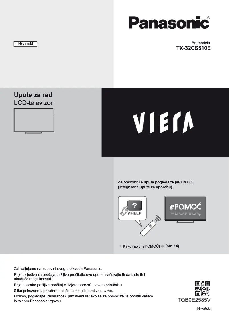 Page 1 de la notice Manuel utilisateur Panasonic Viera TX-32CS510E