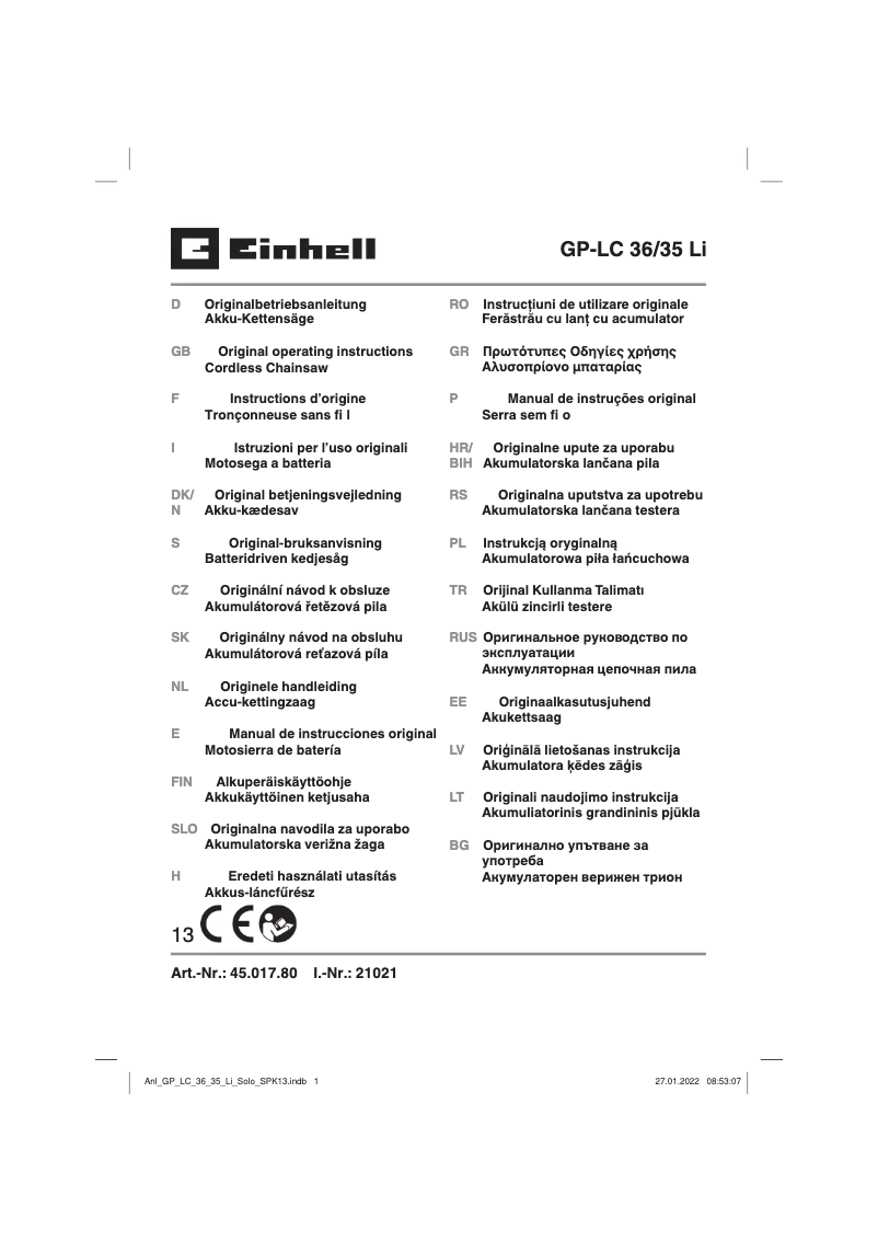 Image de la première page du manuel de l'appareil GP-LC 36/35 Li