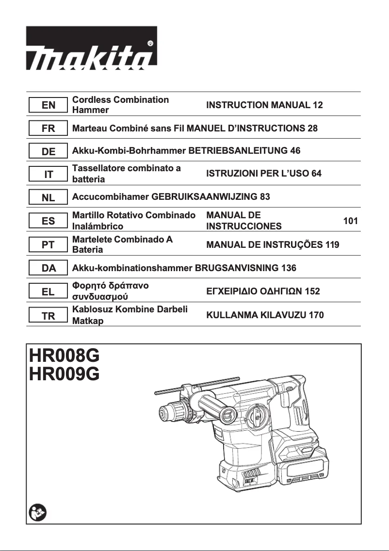 Page 1 de la notice Manuel utilisateur Makita HR009G