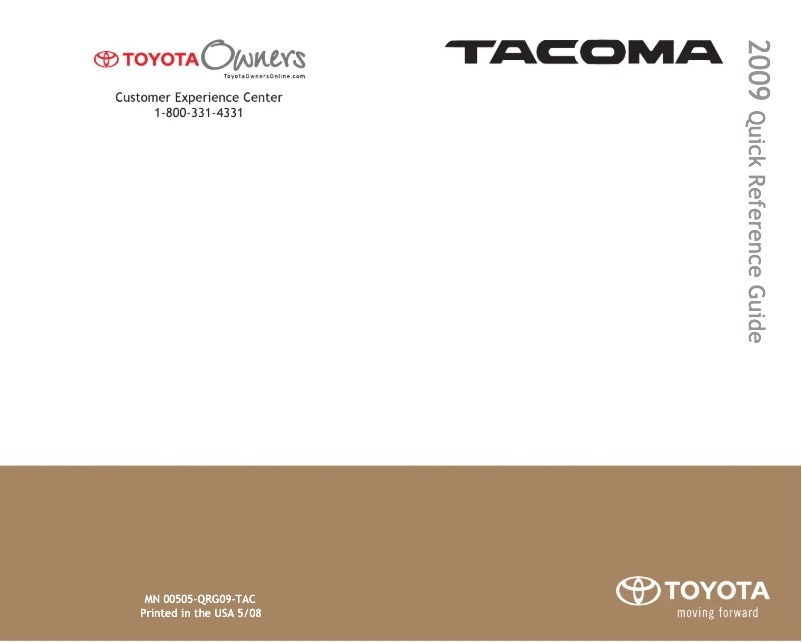 Image de la première page du manuel de l'appareil Tacoma (2009)