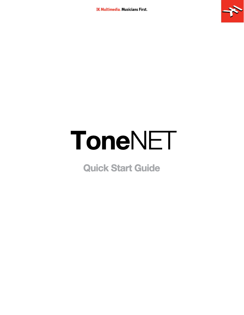 Page n°1 - Manuel utilisateur IK Multimedia ToneNET