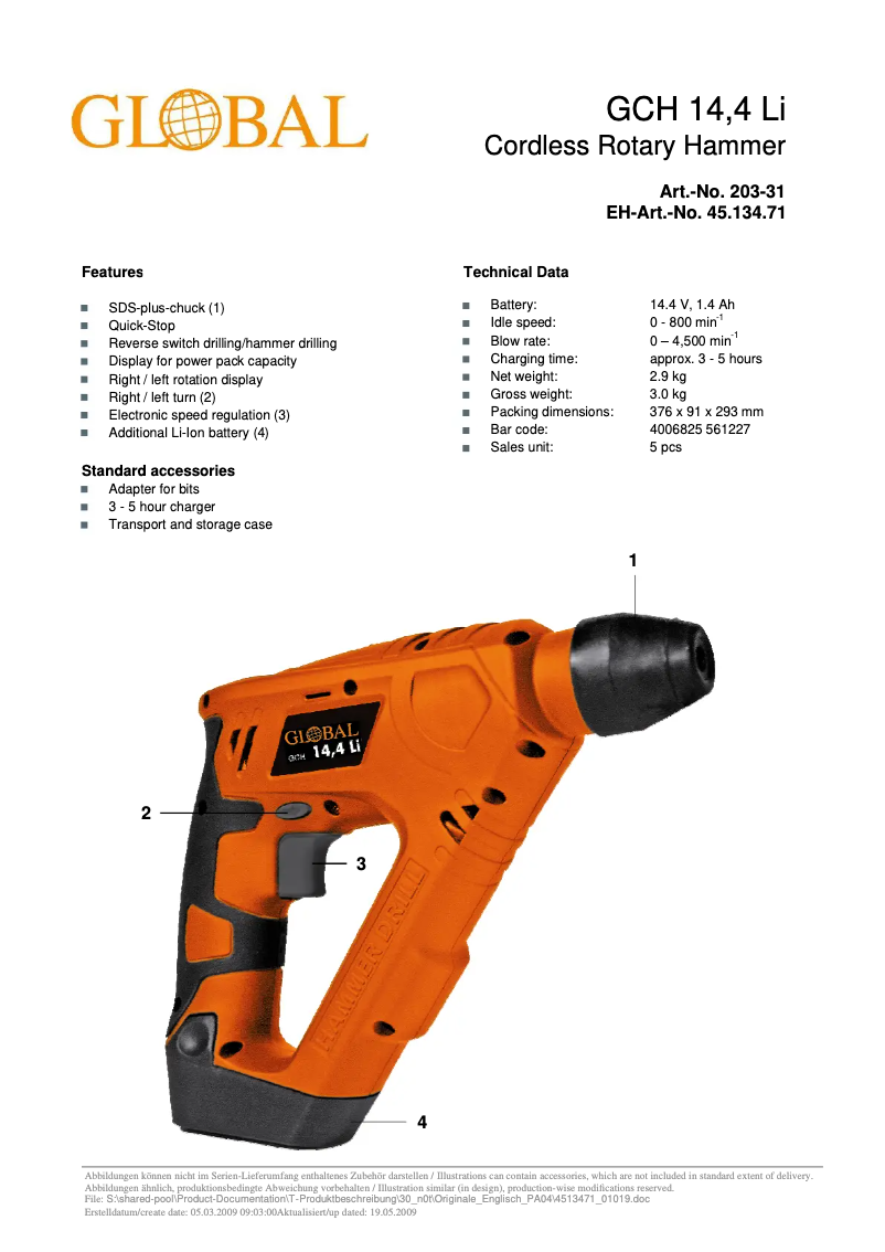 Image de la première page du manuel de l'appareil GCH 14,4 Li