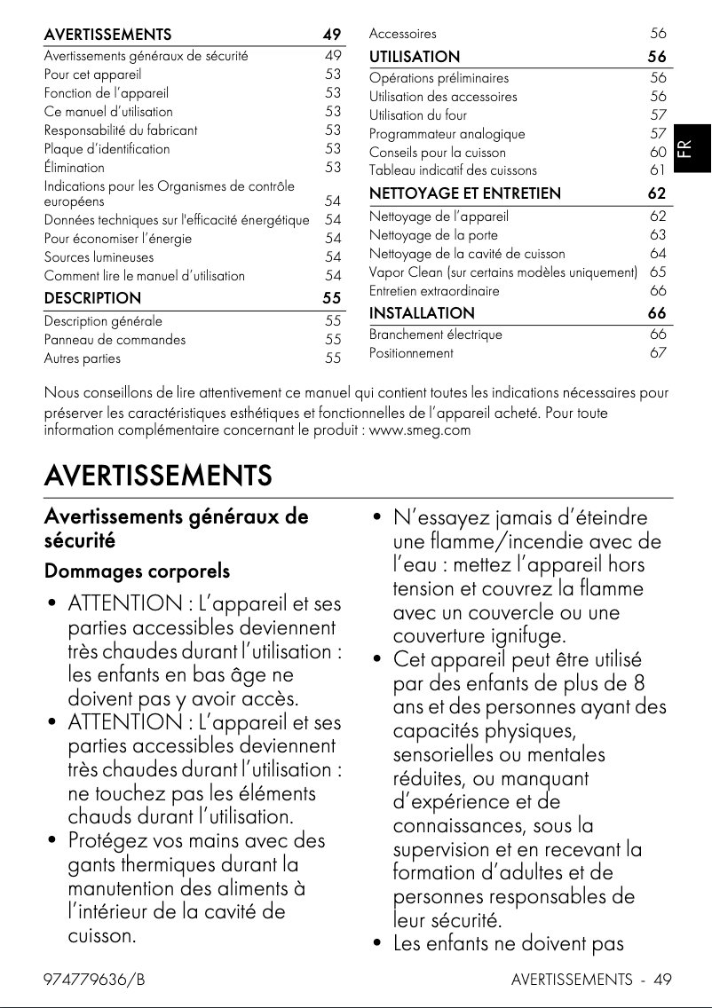 Page n°1 - Manuel utilisateur Smeg SO5100TB3