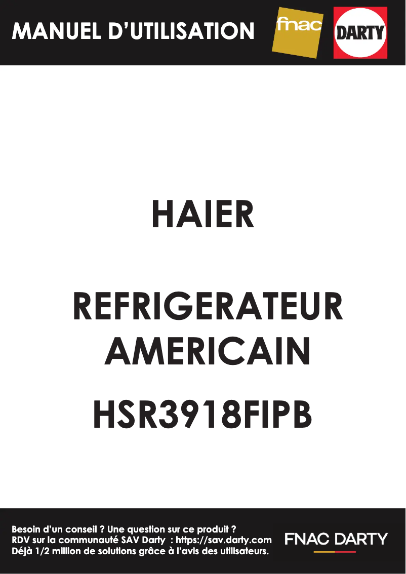Page n°1 - Manuel utilisateur Haier HSR3918FIPB