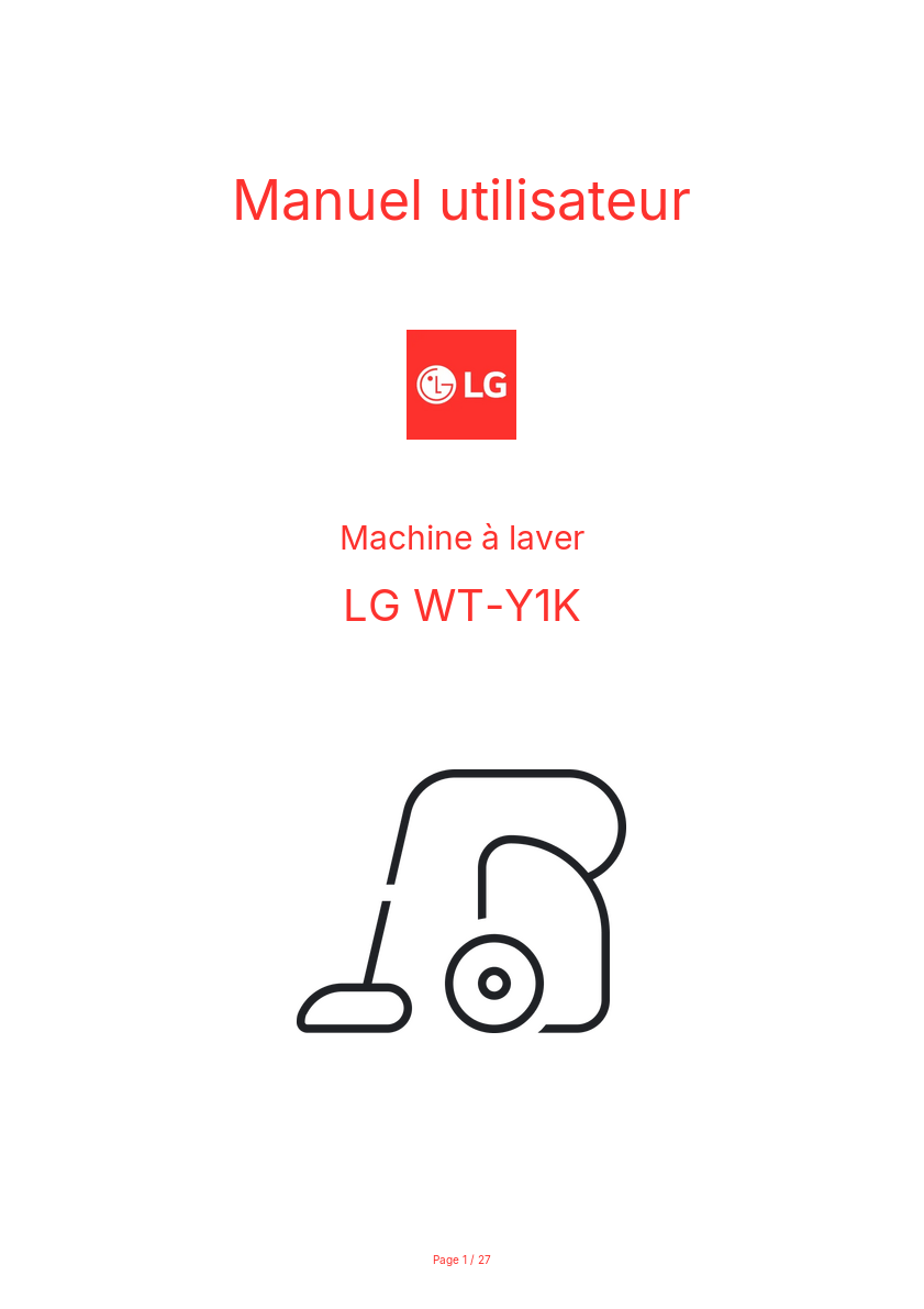 Page n°1 - Manuel utilisateur LG WT-Y1K