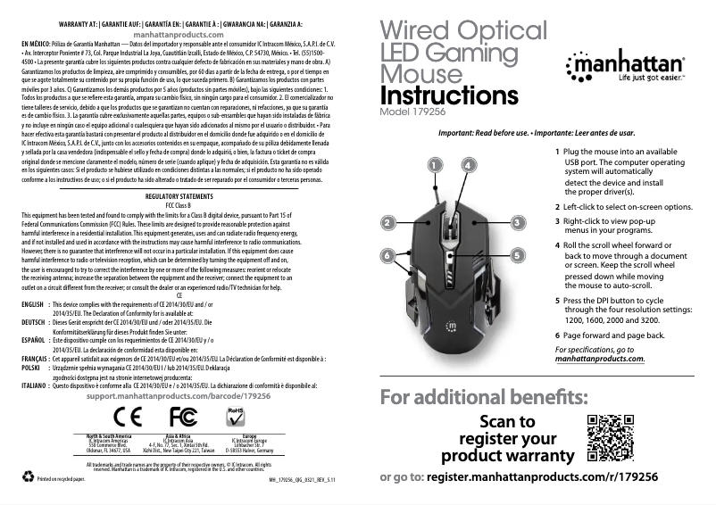 Page 1 de la notice Manuel utilisateur Manhattan 179256