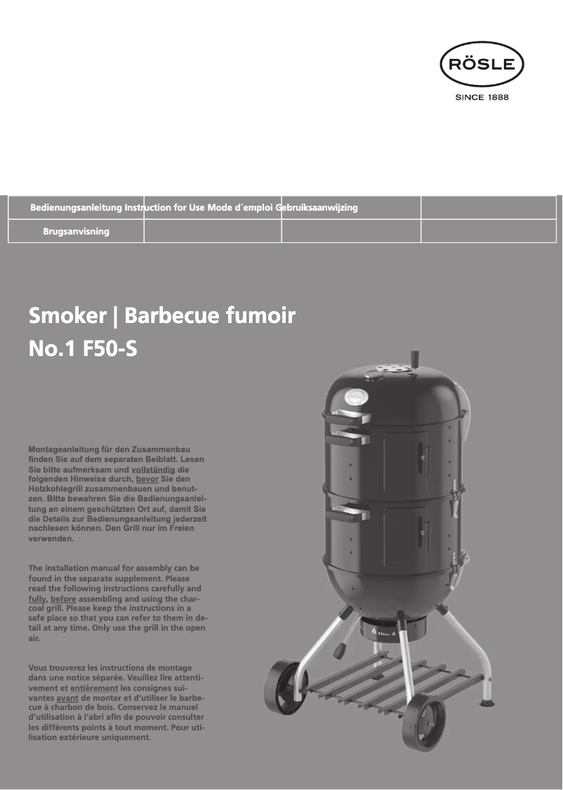 Page 1 de la notice Manuel utilisateur Roesle Smoker No.1 F50-S