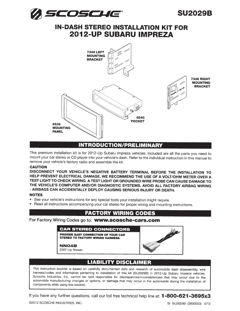 Page n°1 - Manuel utilisateur Scosche SU2029B