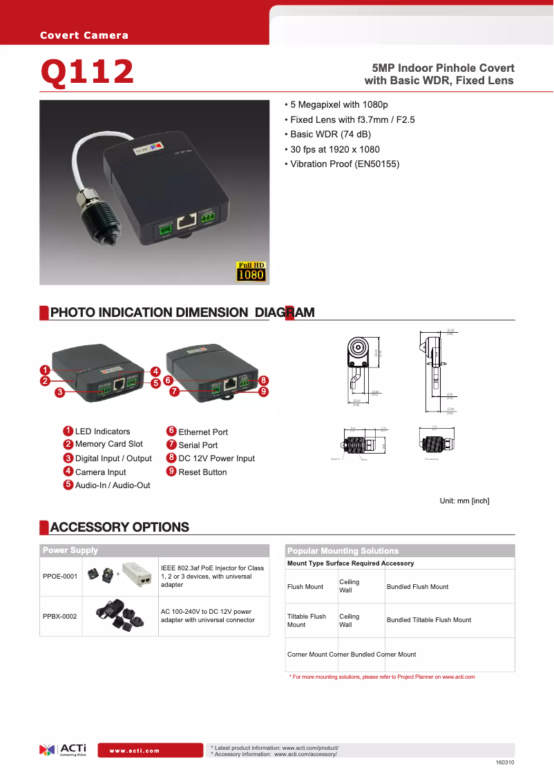 Page 1 de la notice Brochure ACTi Q112
