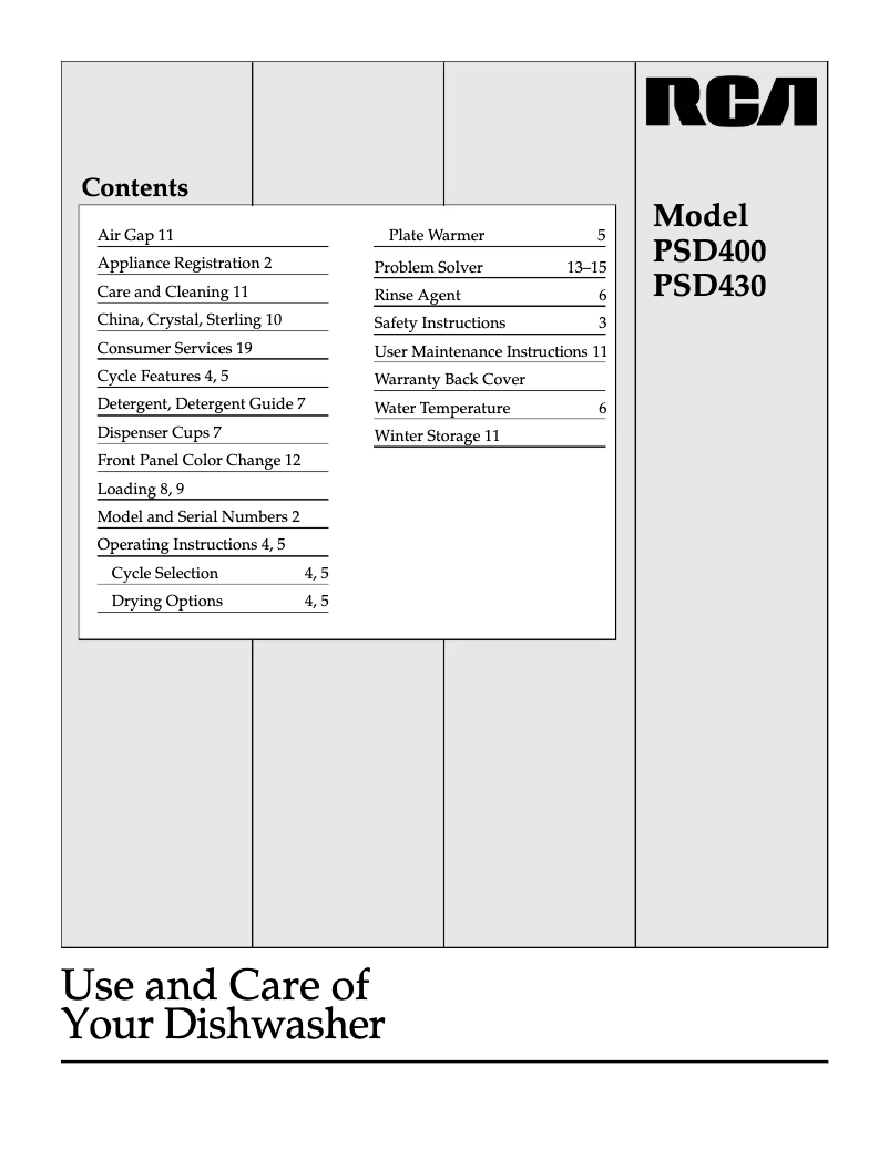 Page n°1 - Manuel utilisateur RCA PSD430
