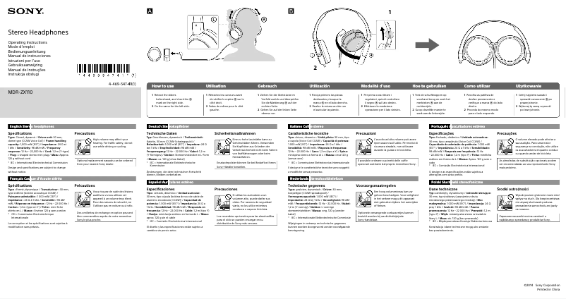 Image de la première page du manuel de l'appareil MDR-ZX110