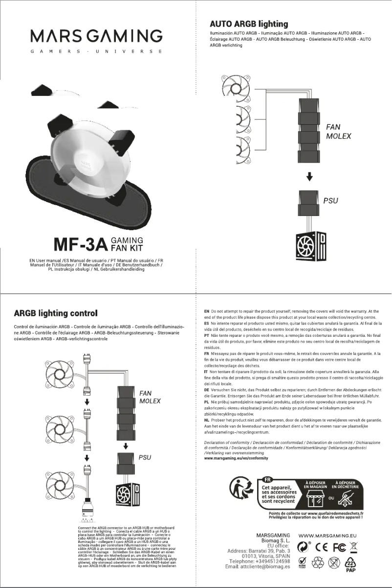 Page 1 de la notice Manuel utilisateur Mars Gaming MF-3A