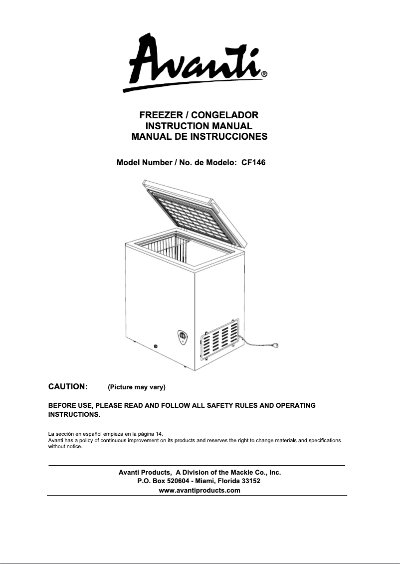 Image de la première page du manuel de l'appareil CF146