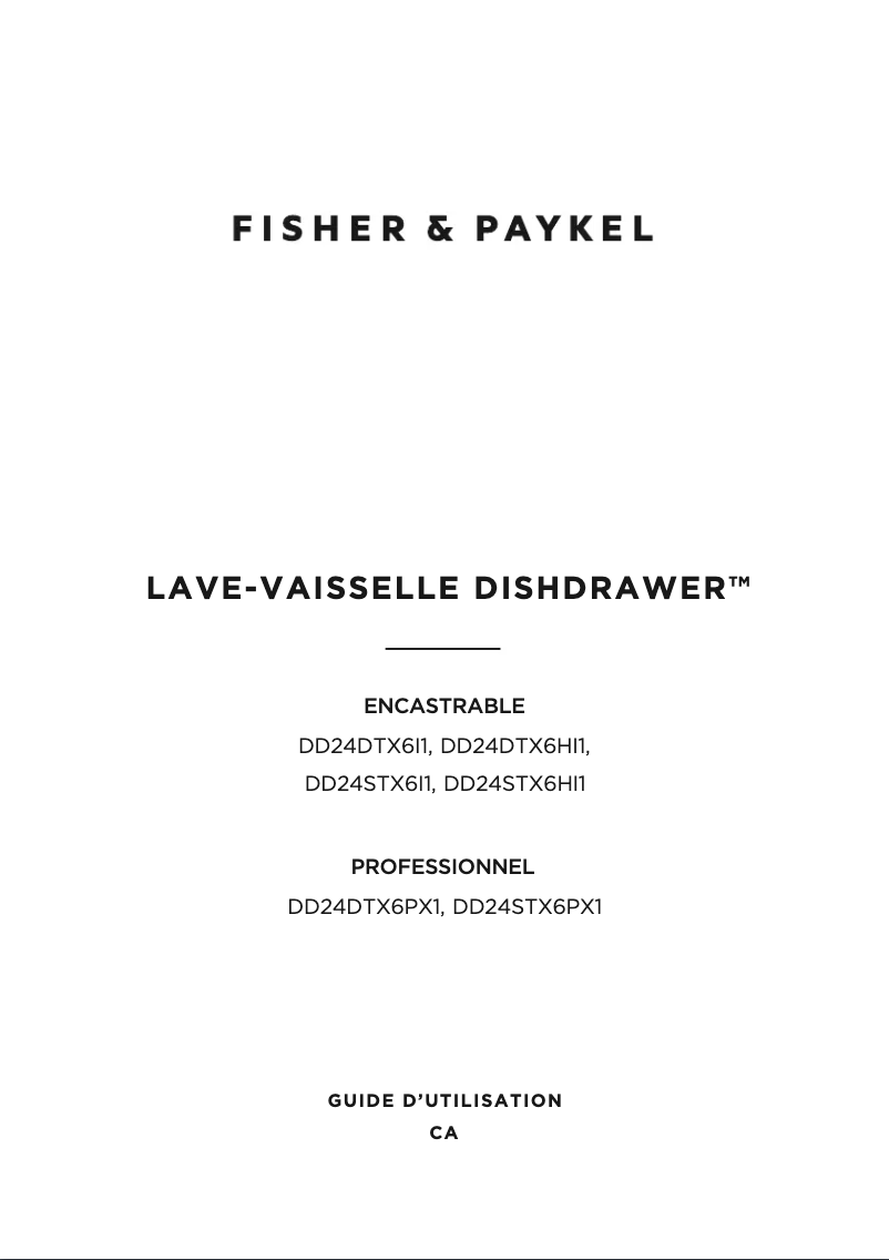Page n°1 - Manuel utilisateur Fisher & Paykel DD24STX6HI1
