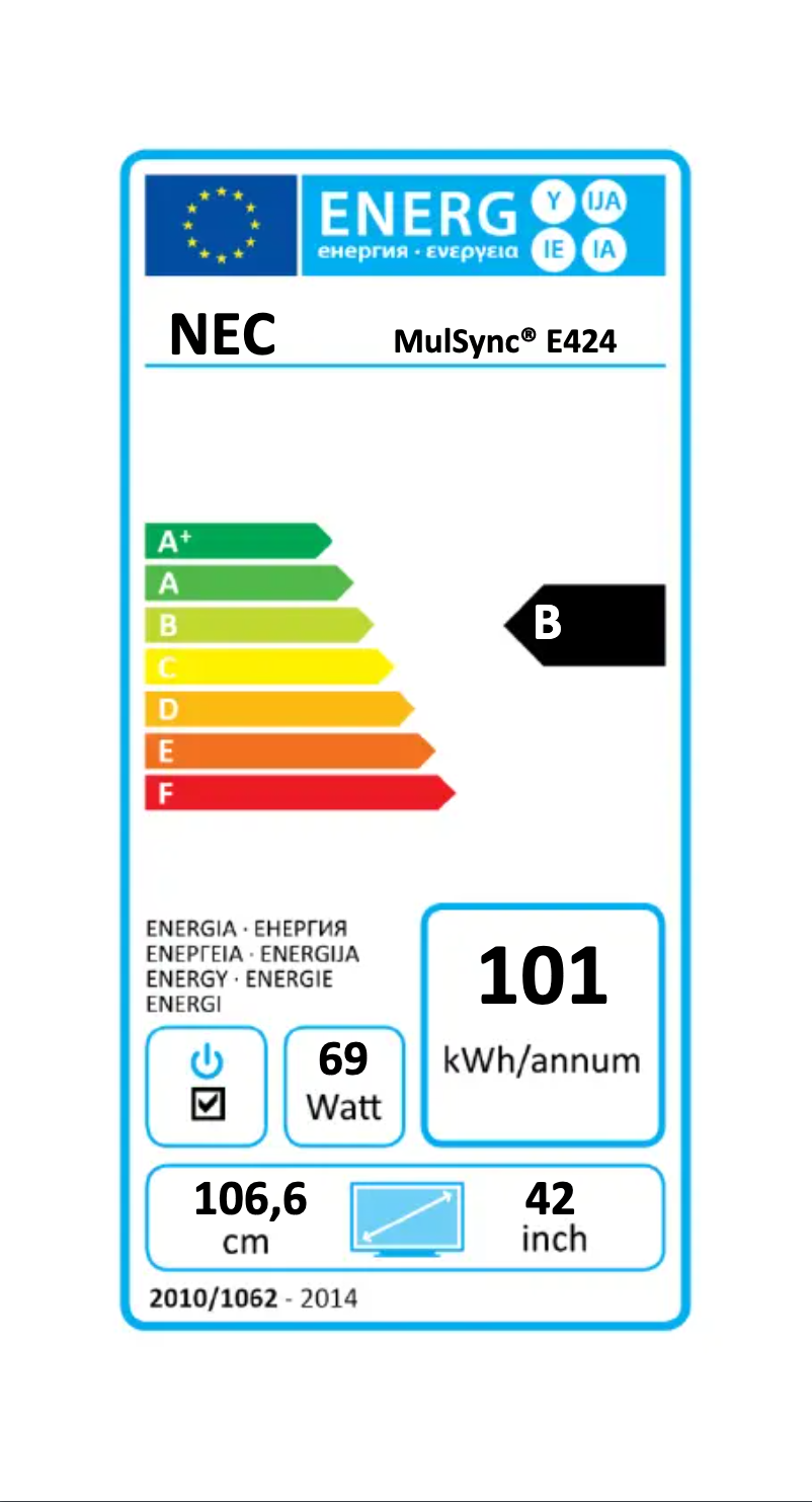 Página 1 del manual Etiqueta energética NEC E424