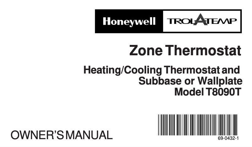 Page 1 de la notice Manuel utilisateur Honeywell T8090T
