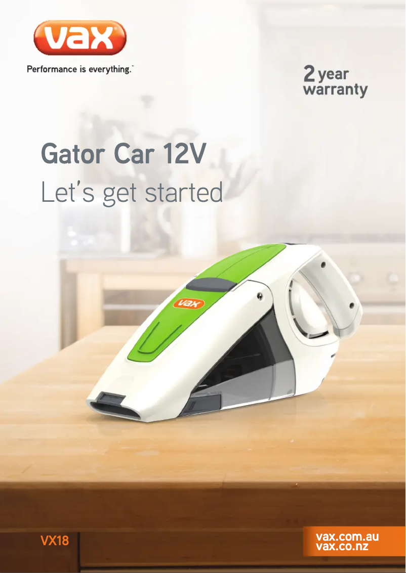 Page 1 de la notice Manuel utilisateur Vax Gator 12V VX18