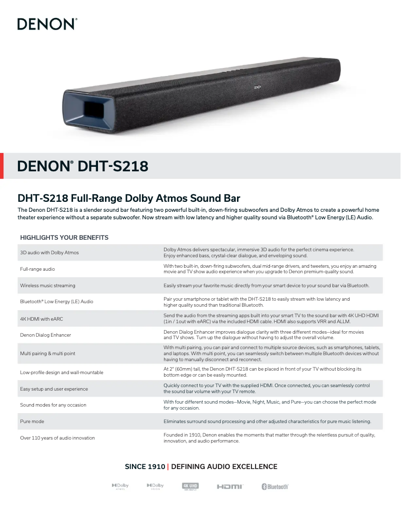 Image de la première page du manuel de l'appareil DHT-S218