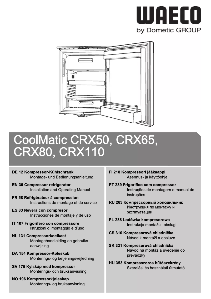 Page 1 de la notice Manuel utilisateur Waeco CoolMatic CRX 65