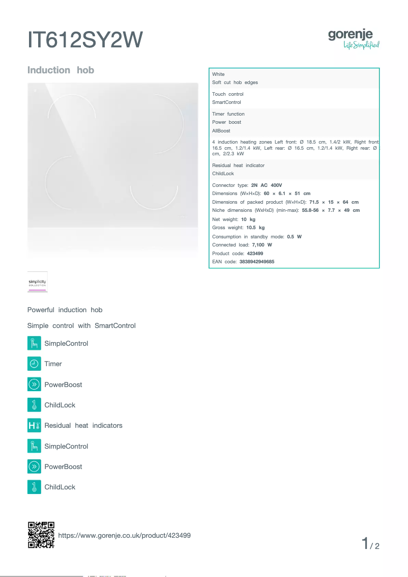 Image de la première page du manuel de l'appareil IT612SY2W