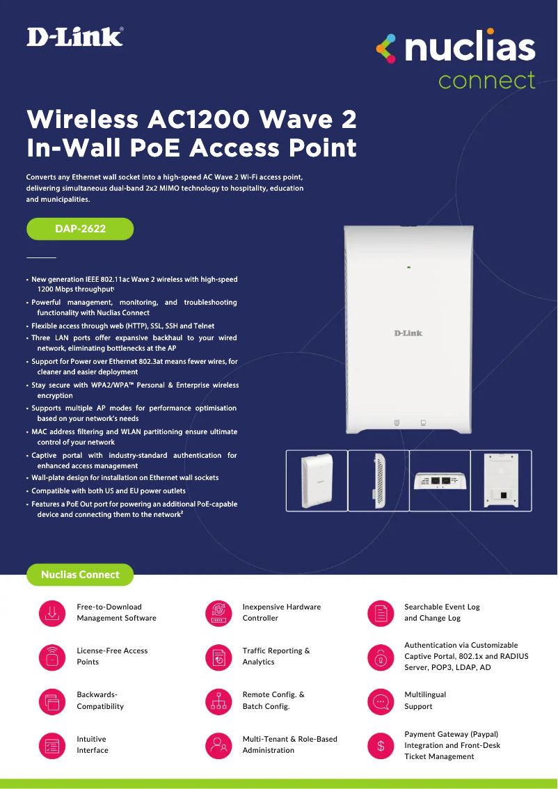 Page 1 de la notice Fiche technique D-Link DAP-2622