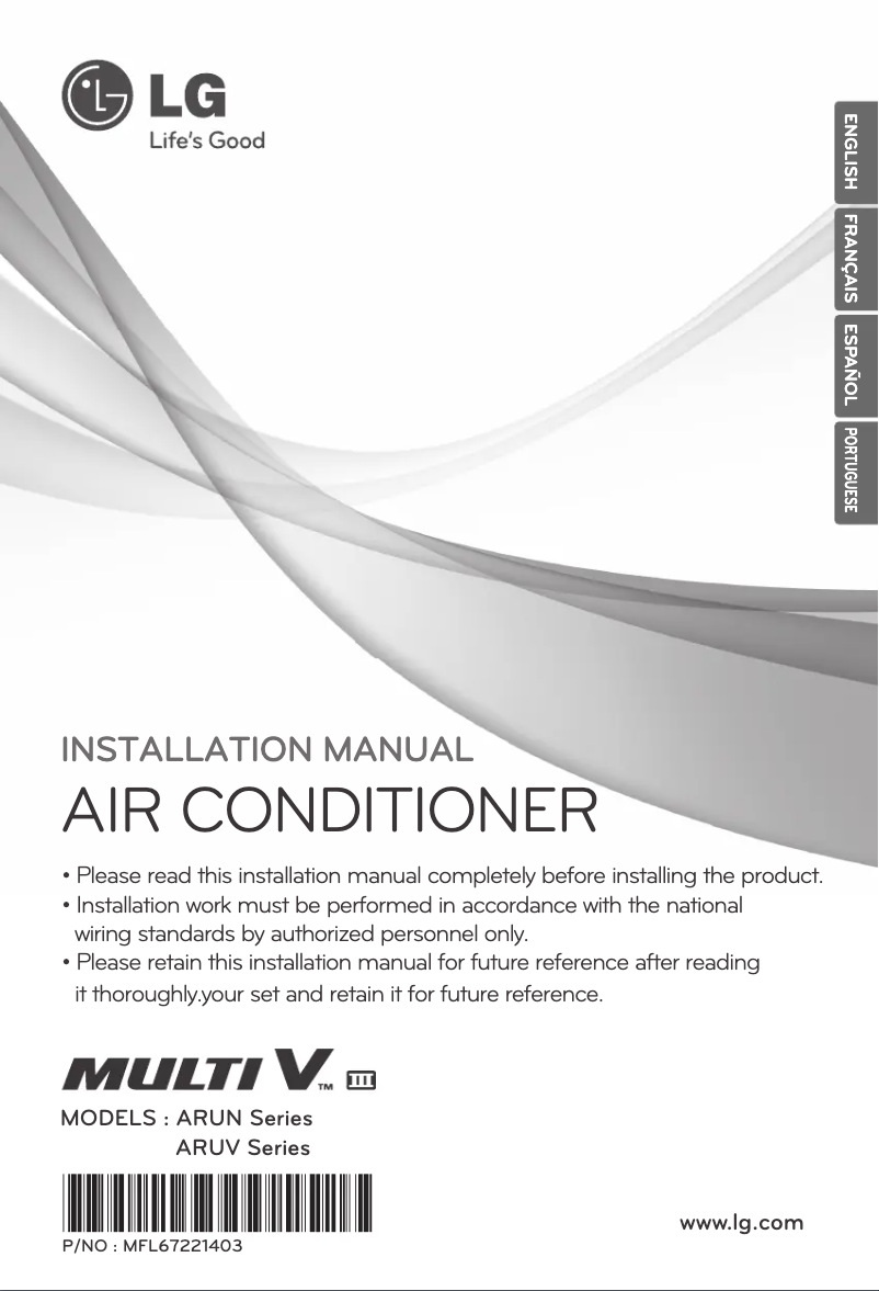 Page 1 de la notice Manuel utilisateur LG ARUN180BT3