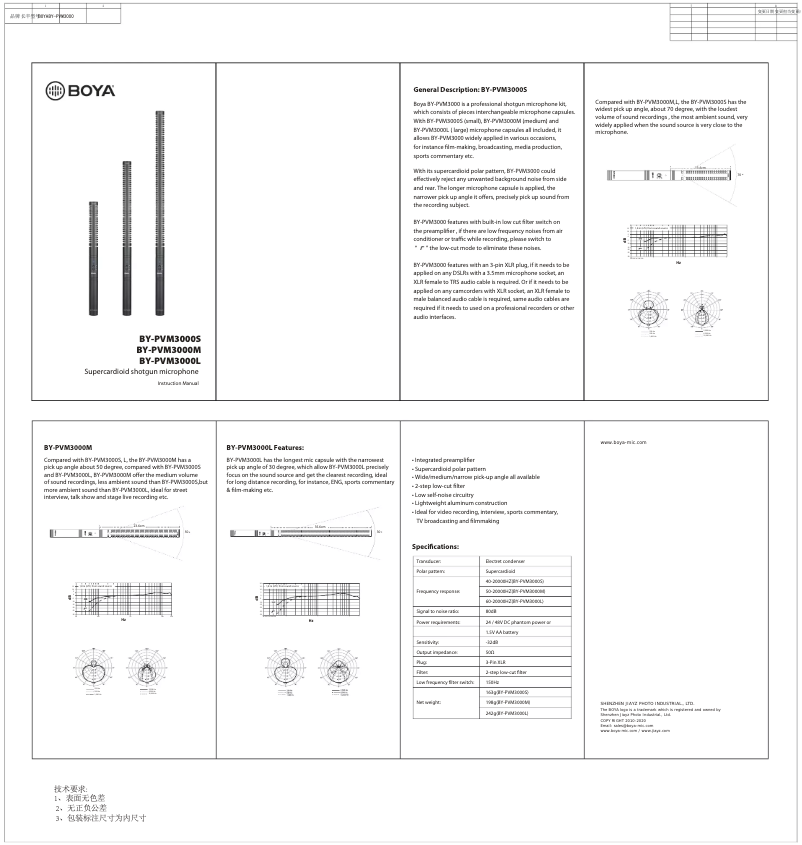 Page 1 de la notice Manuel utilisateur BOYA BY-PVM3000S