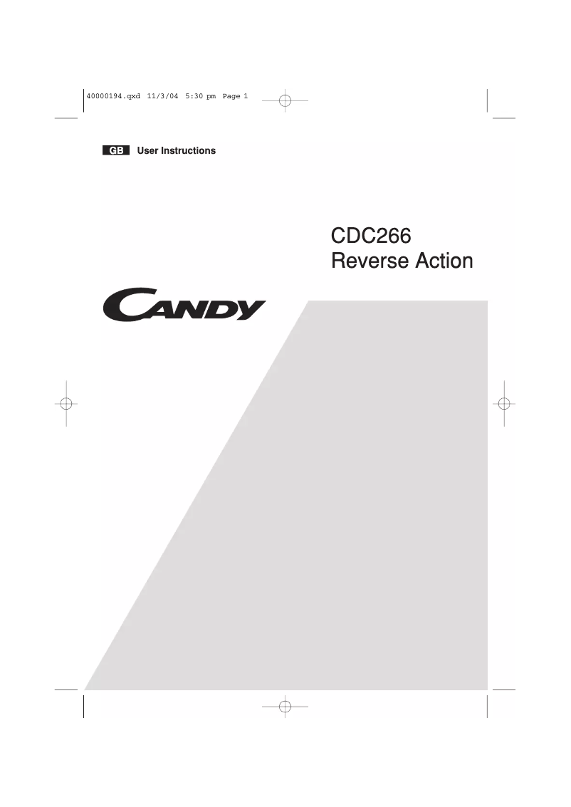 Page 1 de la notice Manuel utilisateur Candy CDC 266