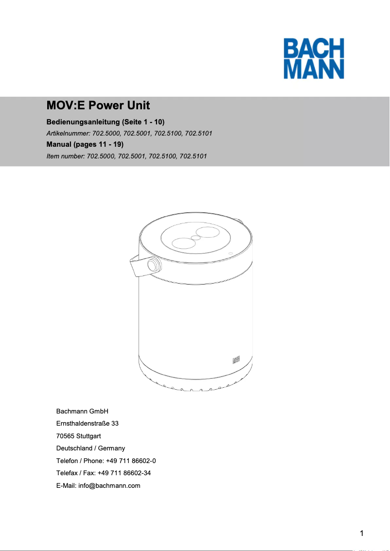 Image de la première page du manuel de l'appareil MOV:E