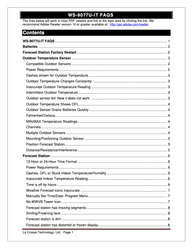 Image de la première page du manuel de l'appareil WS-9077U-IT