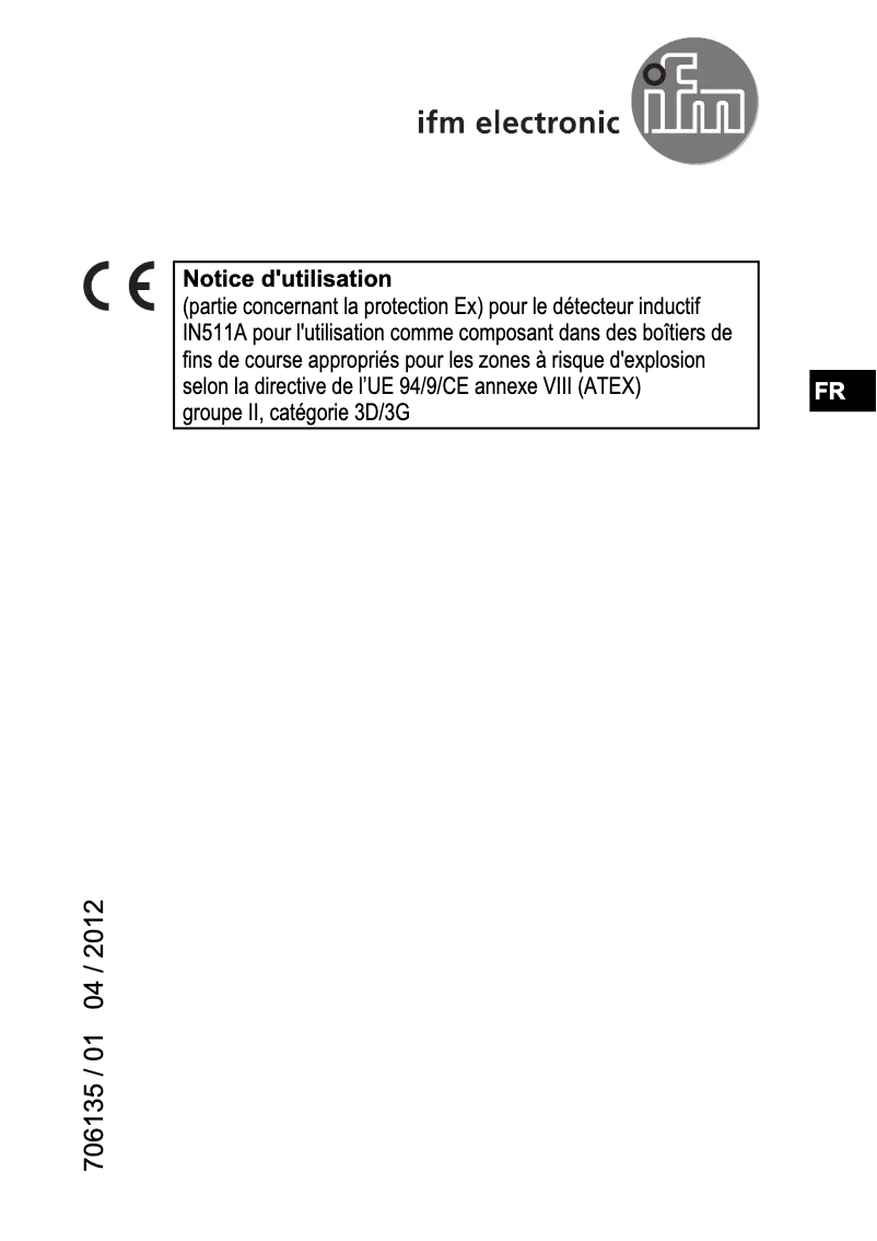 Page n°1 - Manuel utilisateur IFM IN511A