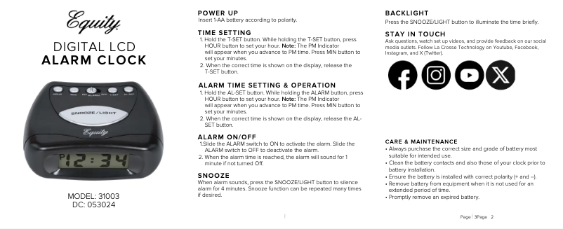 Página 1 del manual Manual de usuario La Crosse Technology 31003