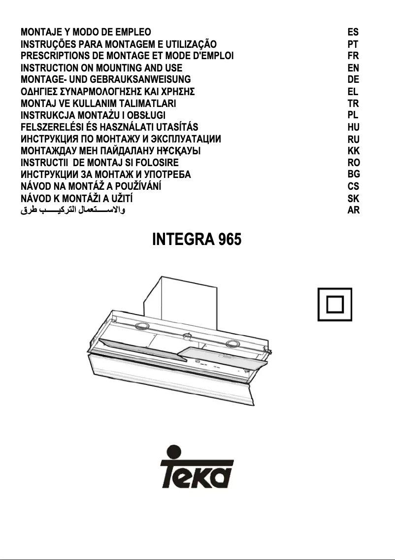 Page 1 de la notice Manuel utilisateur Teka INTEGRA 965