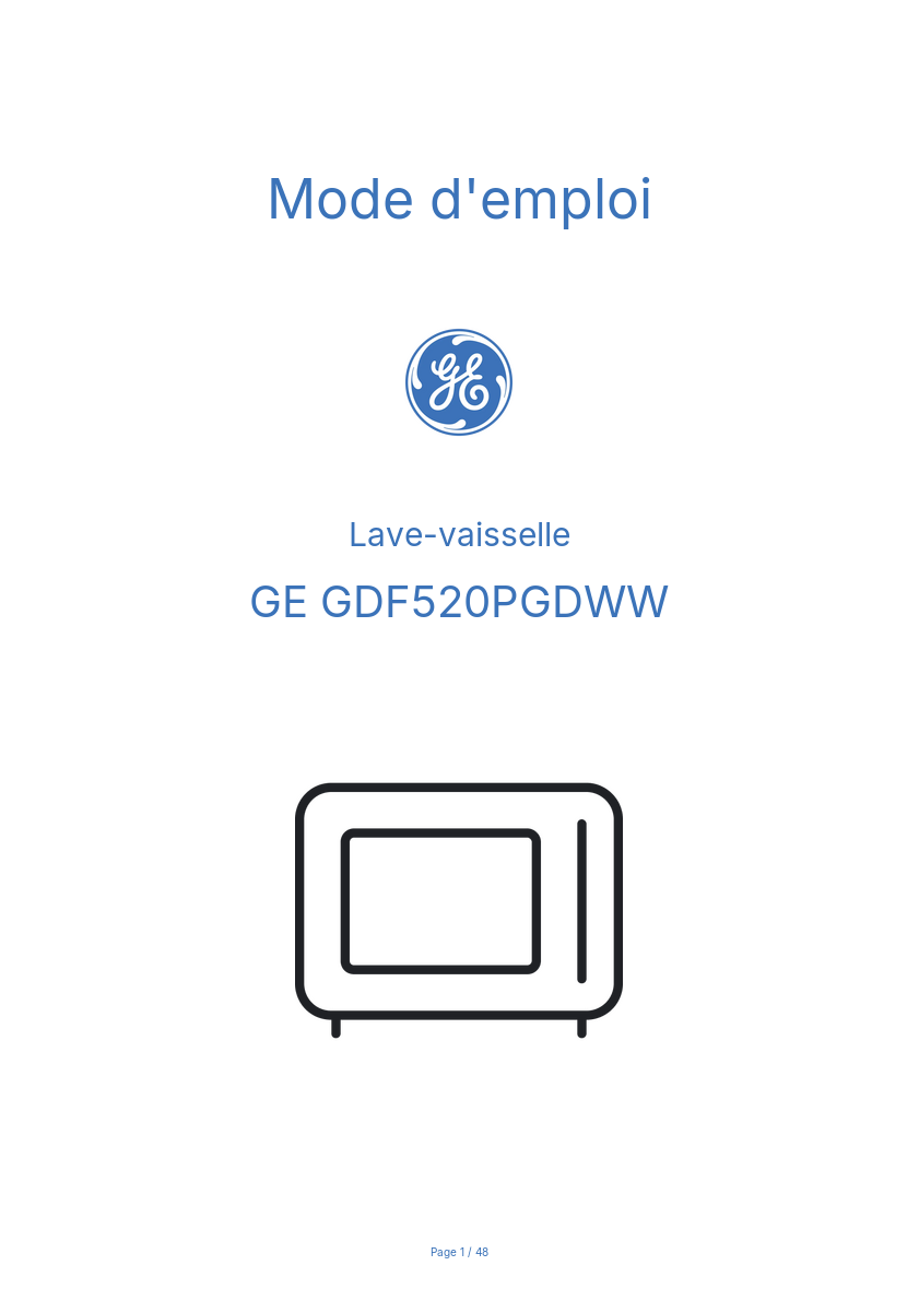 Page n°1 - Mode d'emploi GE GDF520PGDWW