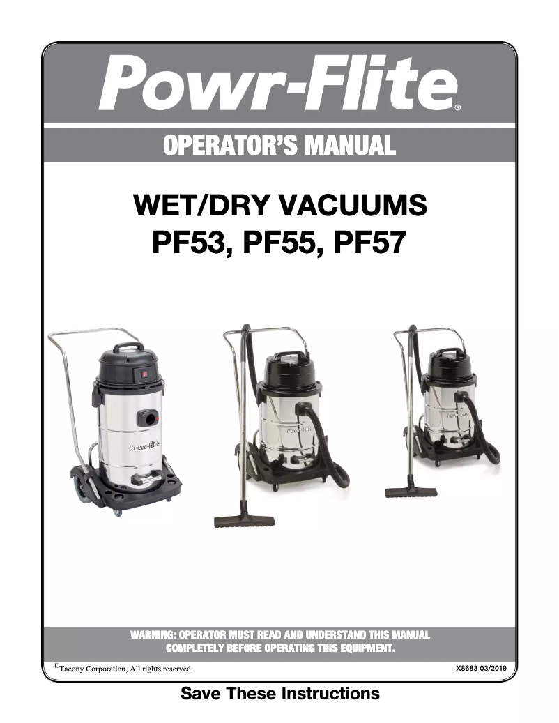 Image de la première page du manuel de l'appareil PF55