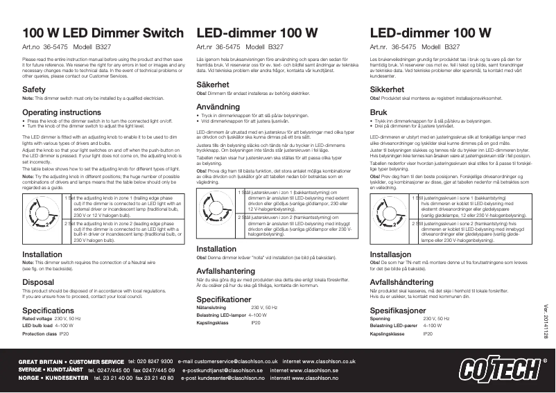 Image de la première page du manuel de l'appareil B327