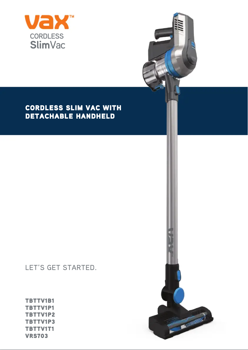 Image de la première page du manuel de l'appareil Cordless SlimVac TBTTV1P3