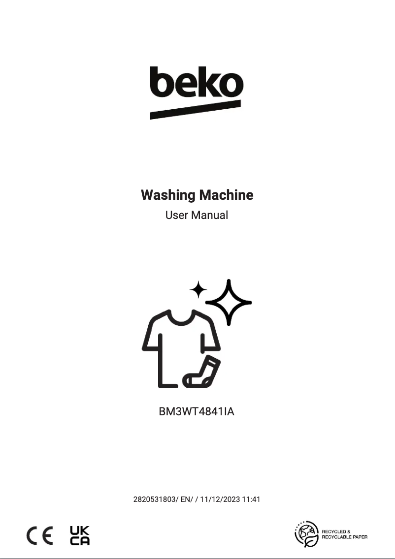 Page 1 de la notice Manuel utilisateur Beko BM3WT4841IA