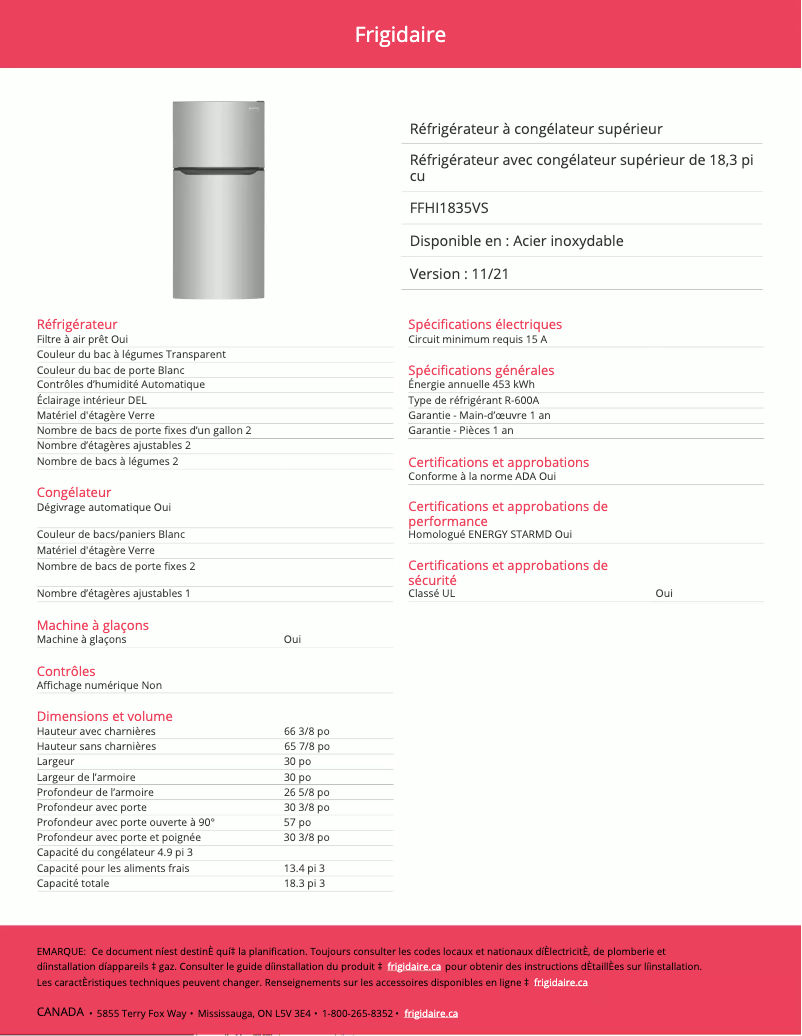 Image de la première page du manuel de l'appareil FFHI1835VS