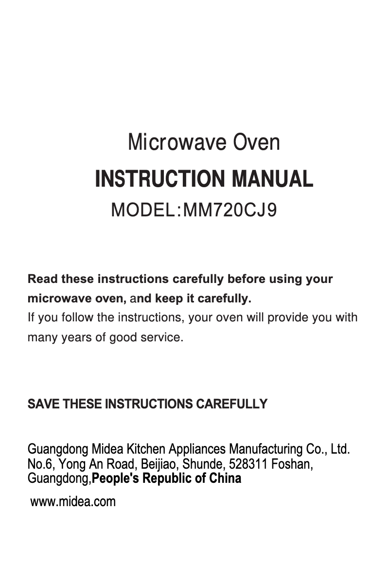 Image de la première page du manuel de l'appareil MM720CJ9