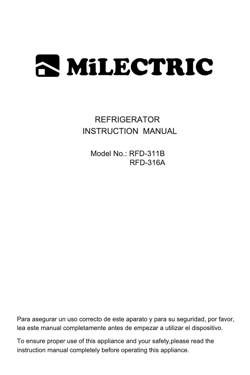 Page n°1 - Manuel utilisateur Milectric RFD-316A