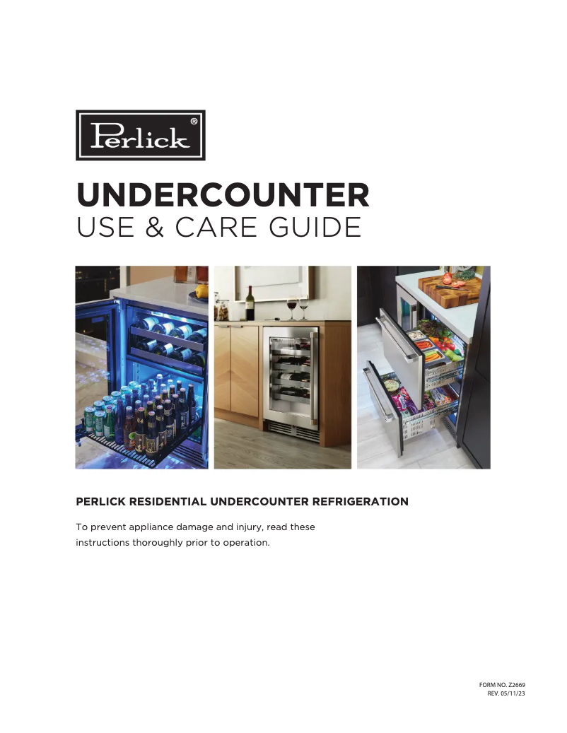 Page 1 de la notice Manuel utilisateur Perlick HP24RO-4