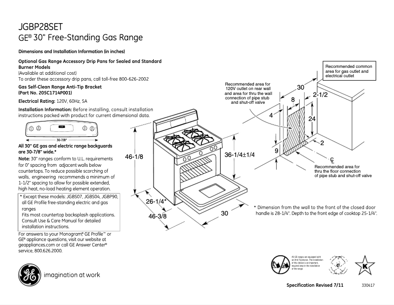 Page n°1 - Fiche technique GE JGBP28SETSS