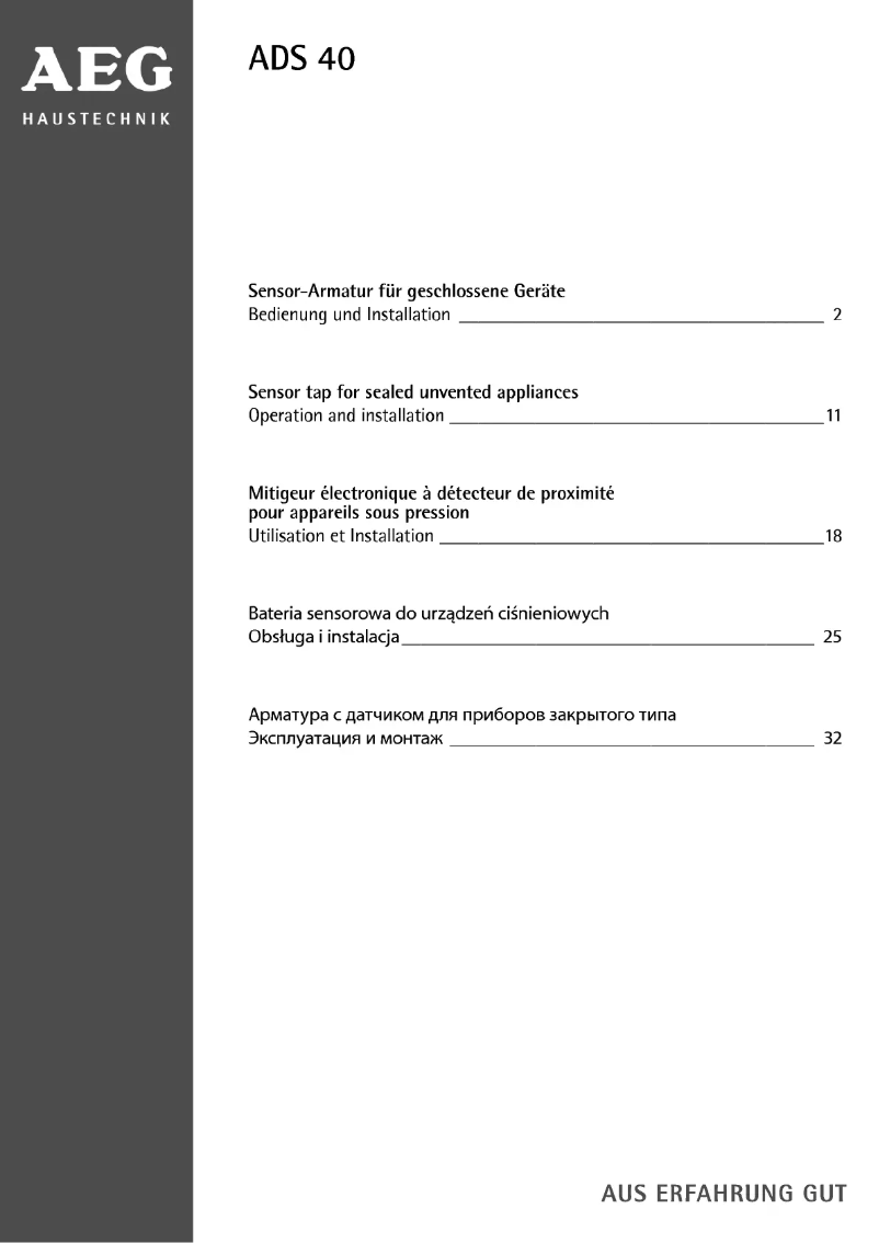 Página 1 del manual Manual de usuario AEG ADS40