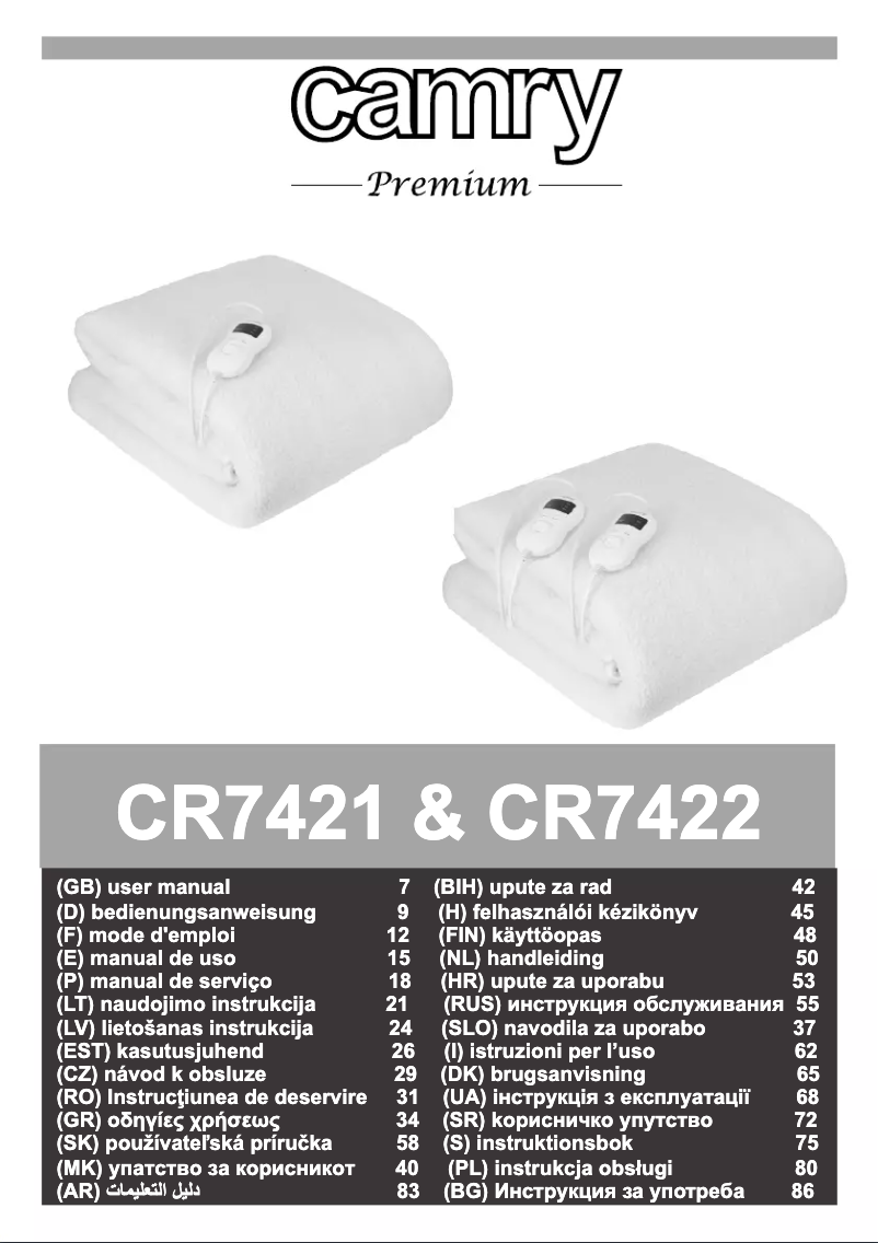 Page 1 de la notice Manuel utilisateur Camry CR 7421