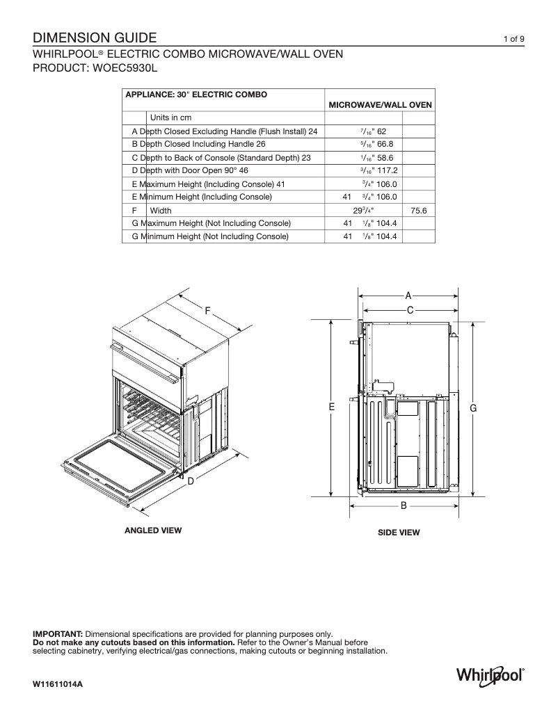 Imagen de la primera página del manual del dispositivo WOEC5930LZ