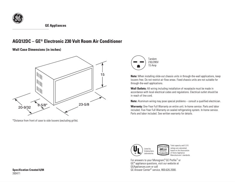 Image de la première page du manuel de l'appareil AGQ12DC