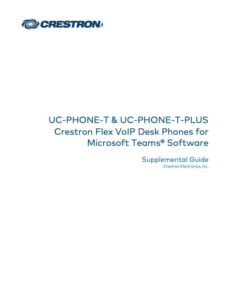 Page 1 of the manual User Manual Crestron UC-P110-T