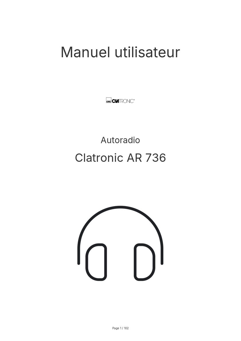 Page n°1 - Manuel utilisateur Clatronic AR 736
